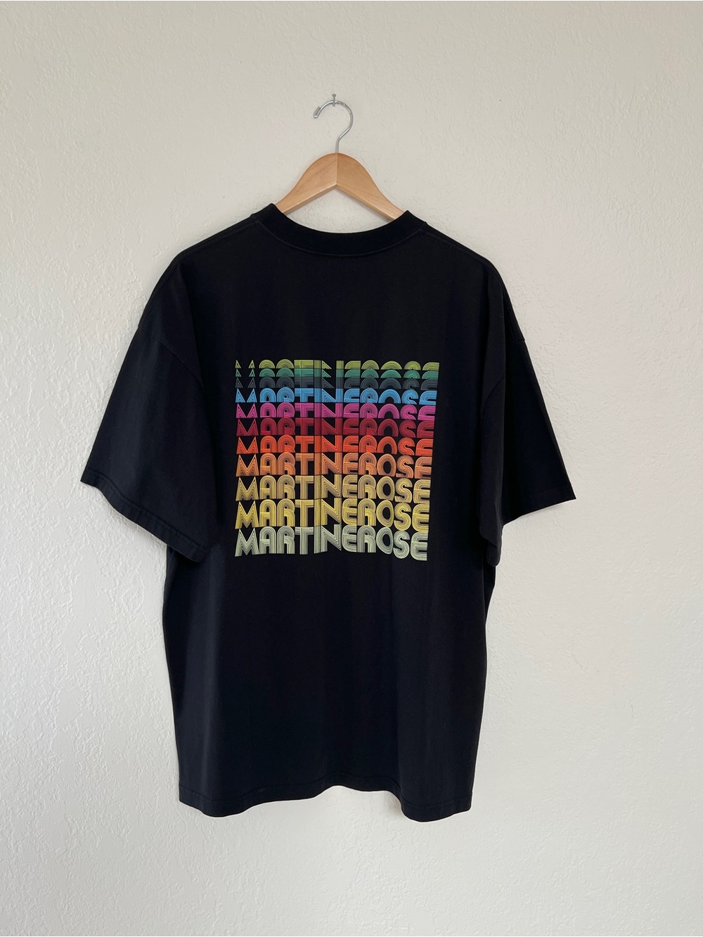 MARTINE ROSE black rainbow graphic logo tee oversized t-shirt / OS